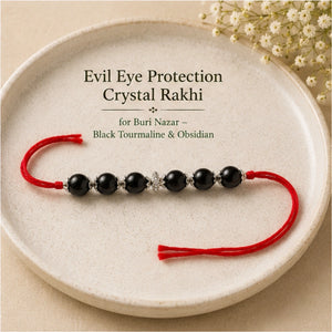 Natural certified Evil Eye Protection Crystal Rakhi for buri nazar by Bellarosa Gems