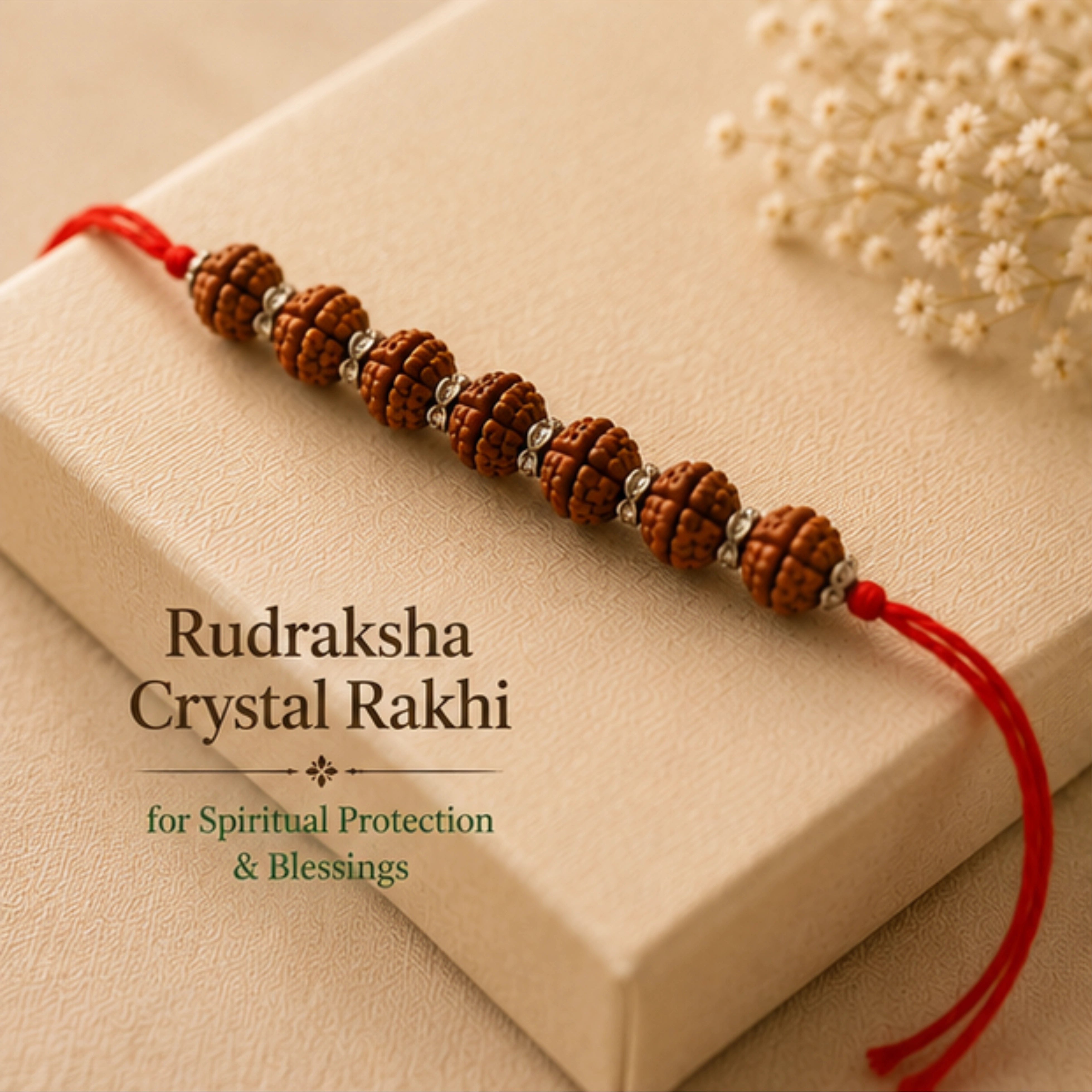 Rudraksha Crystal Rakhi for Spiritual Protection & Blessings