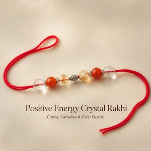 Positive Energy Crystal Rakhi close-up of Citrine and Clear Quartz – Bellarosa Gems