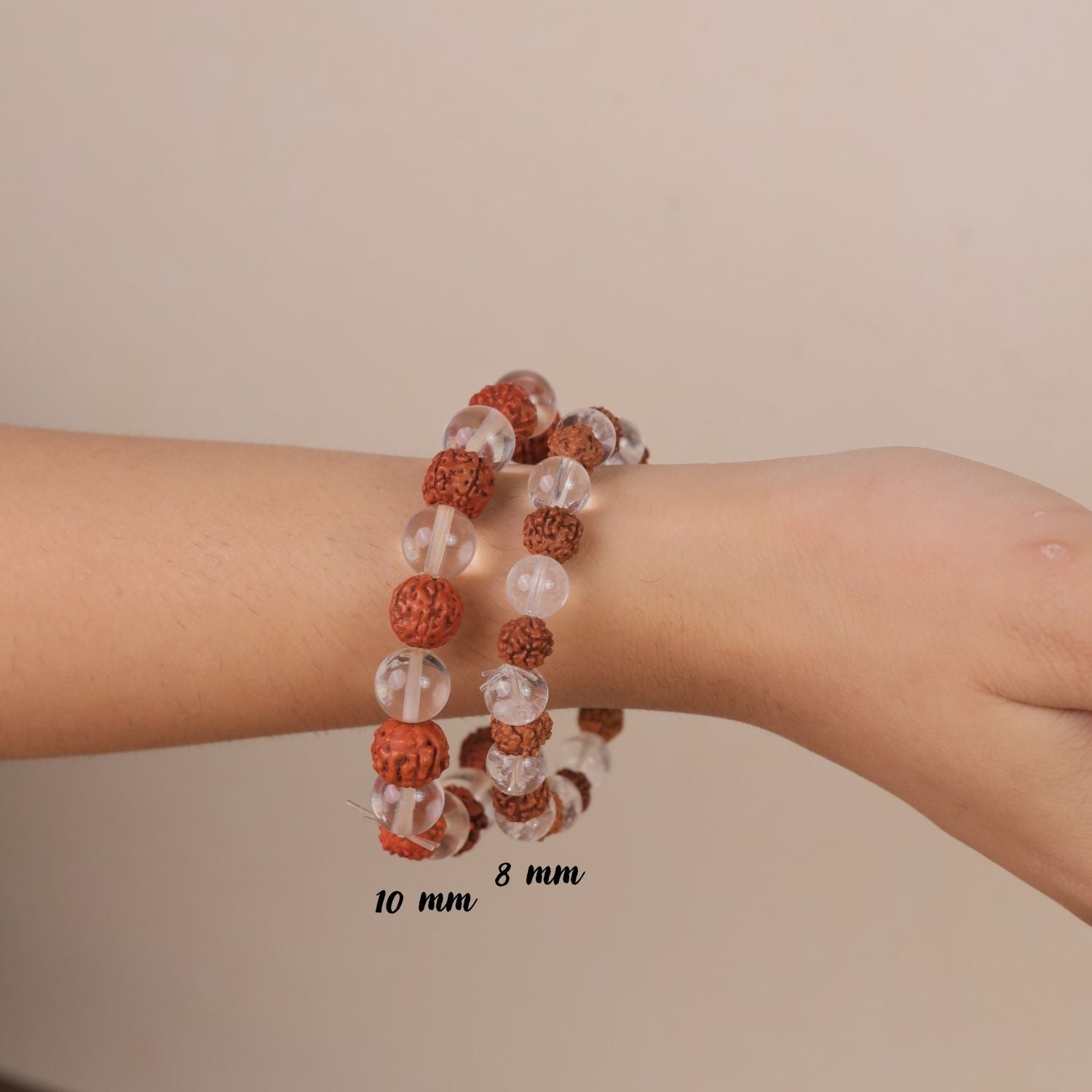 NATURAL CLEAR QUARTZ + RUDRAKSHA BRACELET