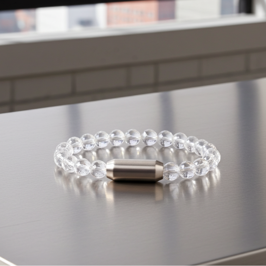 CLEAR QUARTZ DIAMOND CUT BRACELET