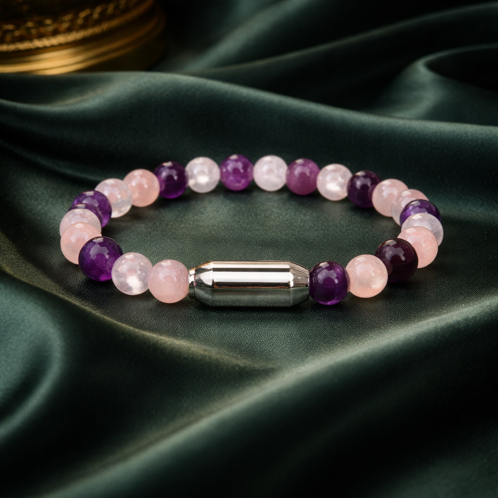 COMBINATION BRACELET (ROSE QUARTZ +AMETHYST)