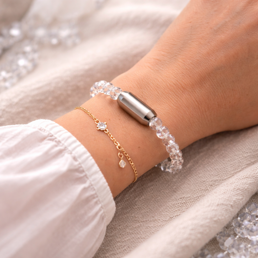 CLEAR QUARTZ DIAMOND CUT BRACELET