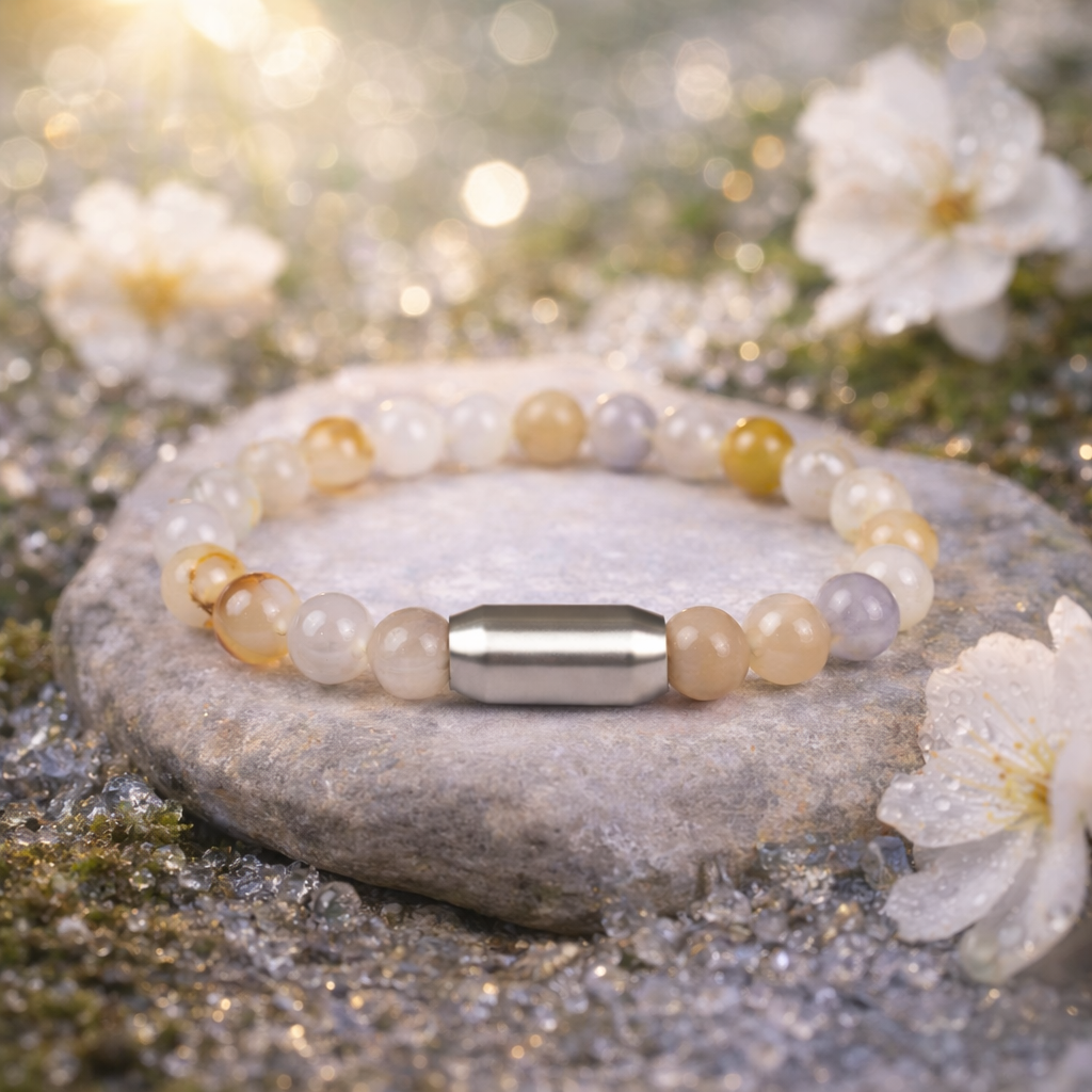 NATURAL FLOWER AGATE BRACELET