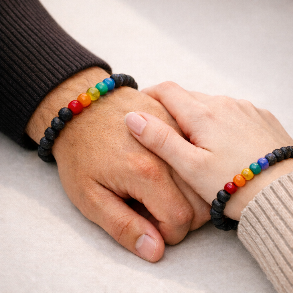 NATURAL 7 CHAKRA + LAVA BRACELET