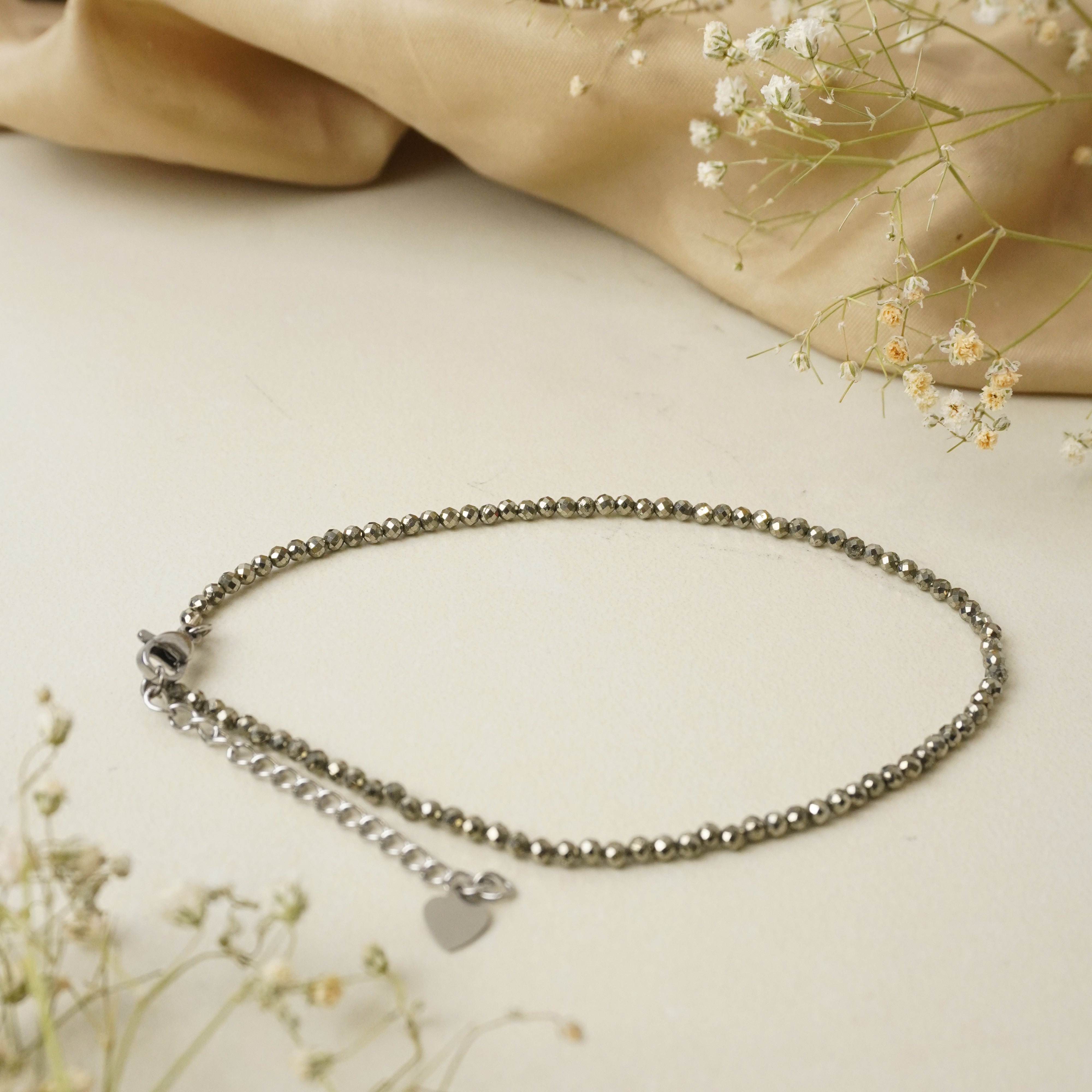 NATURAL PYRITE ANKLET (DIAMOND CUT)