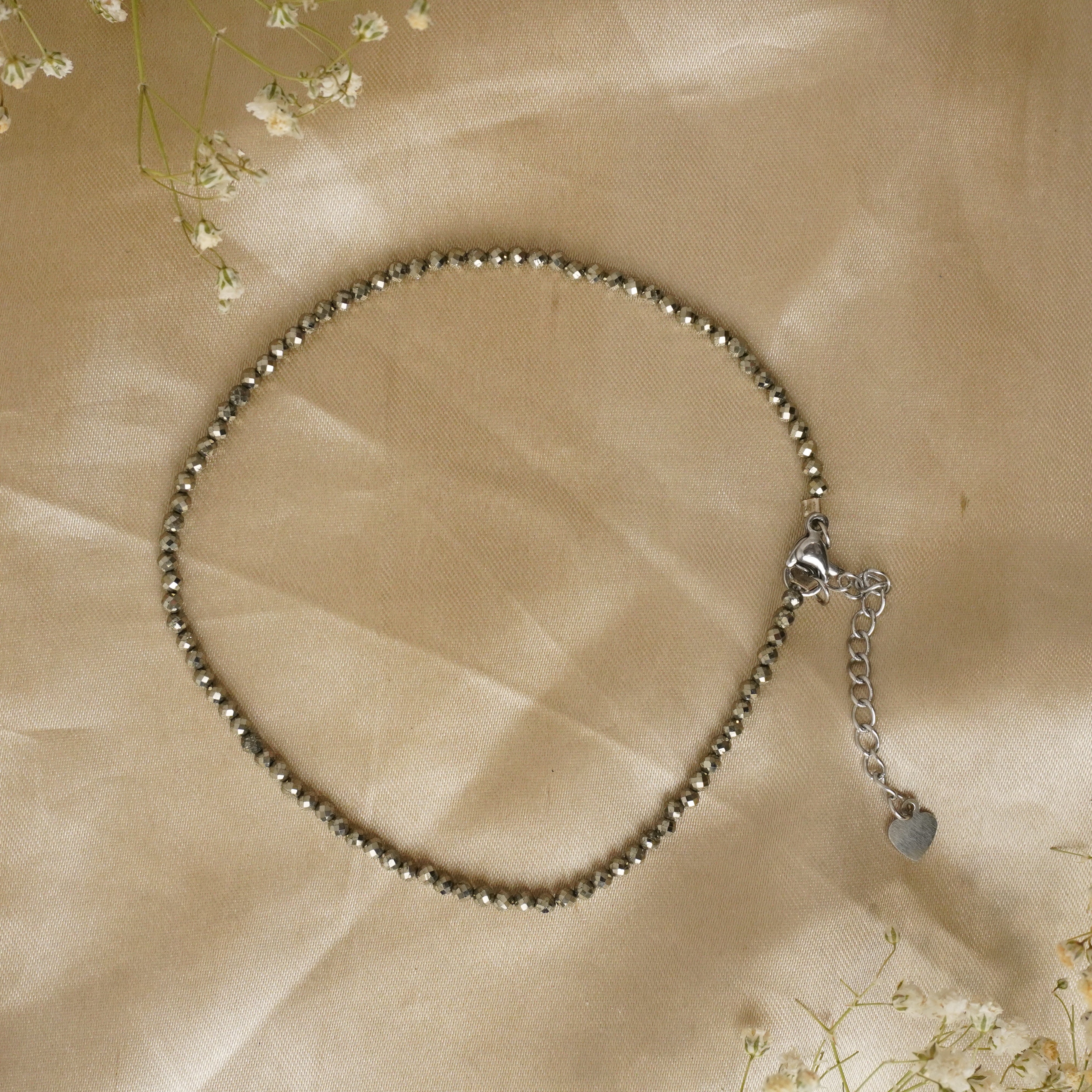 NATURAL PYRITE ANKLET (DIAMOND CUT)