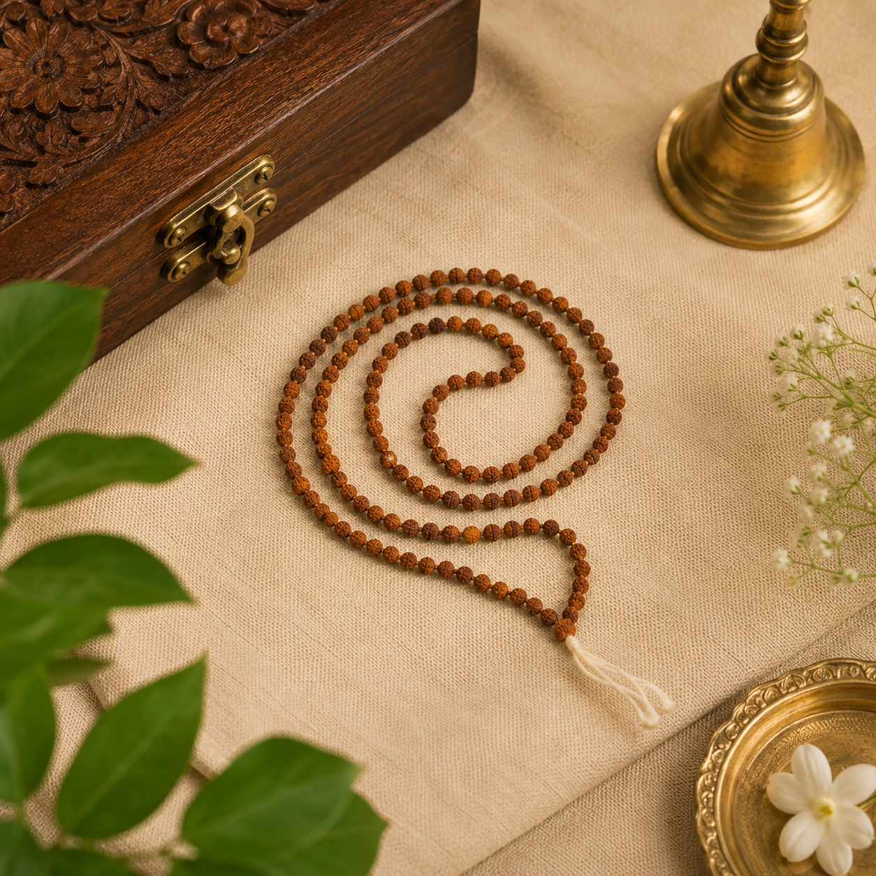 Natural 5 Mukhi Rudraksha 4 mm Mala (Indonesia)