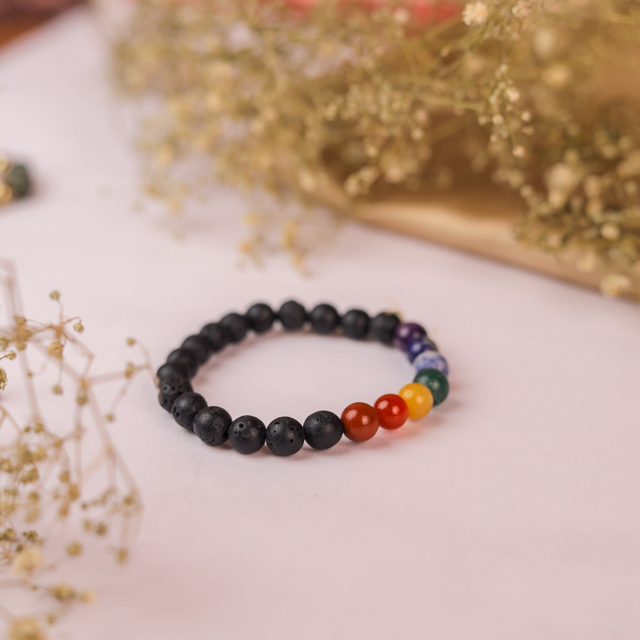 NATURAL 7 CHAKRA + LAVA BRACELET