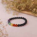 NATURAL BLACK TOURMALINE + 7 CHAKRA BRACELET