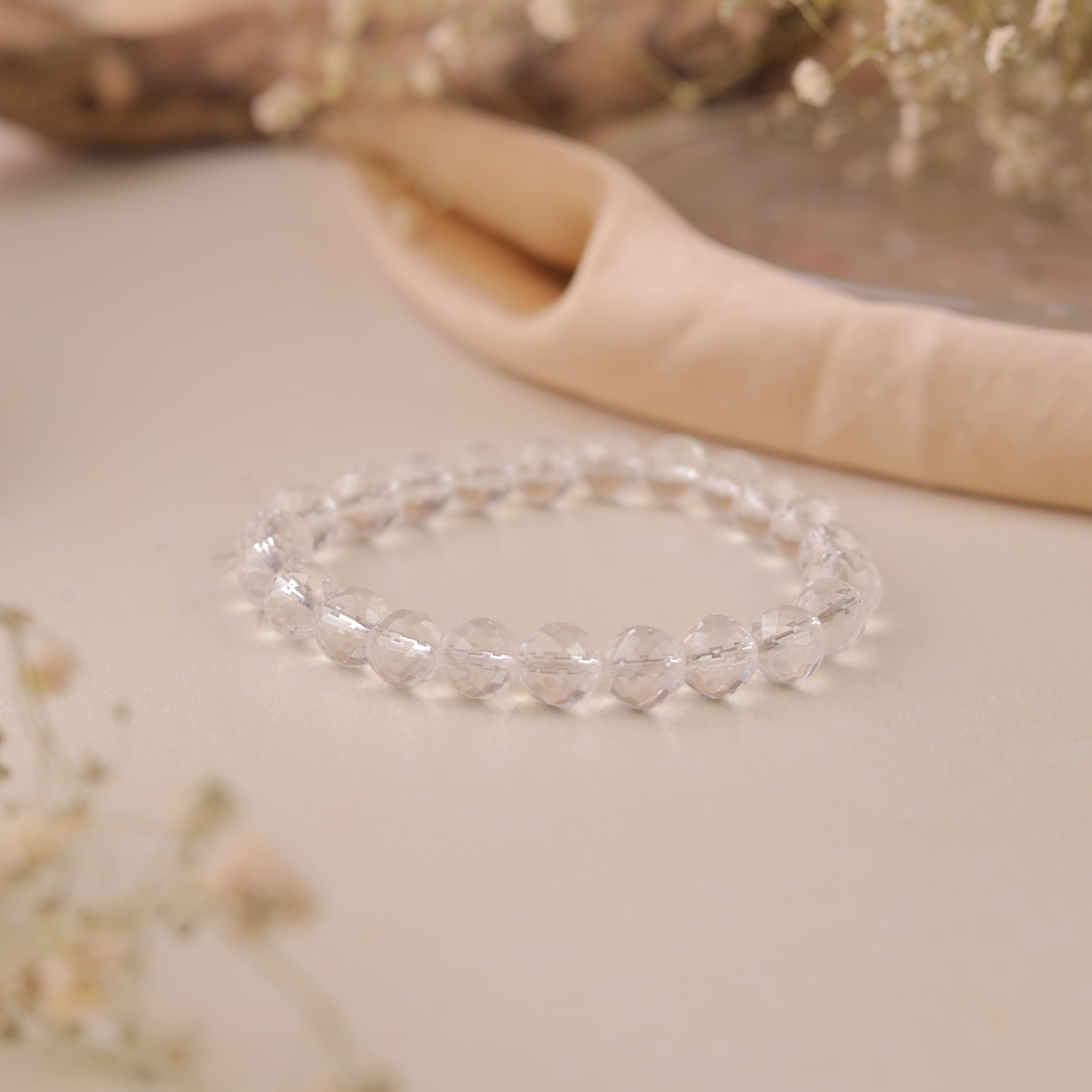 CLEAR QUARTZ DIAMOND CUT BRACELET