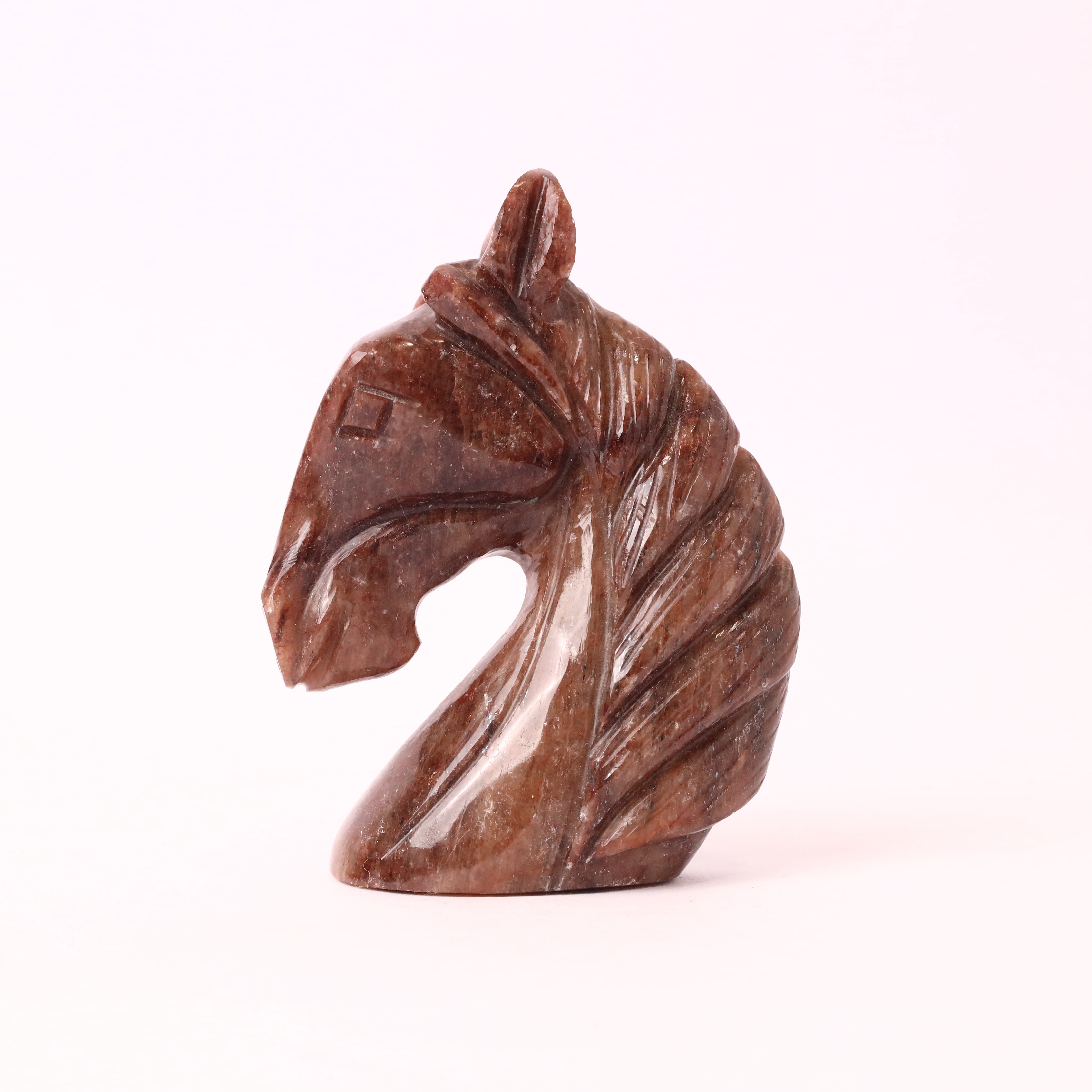 Natural Red Aventurine Horse Hand Carved Sculpture Figurine 245g
