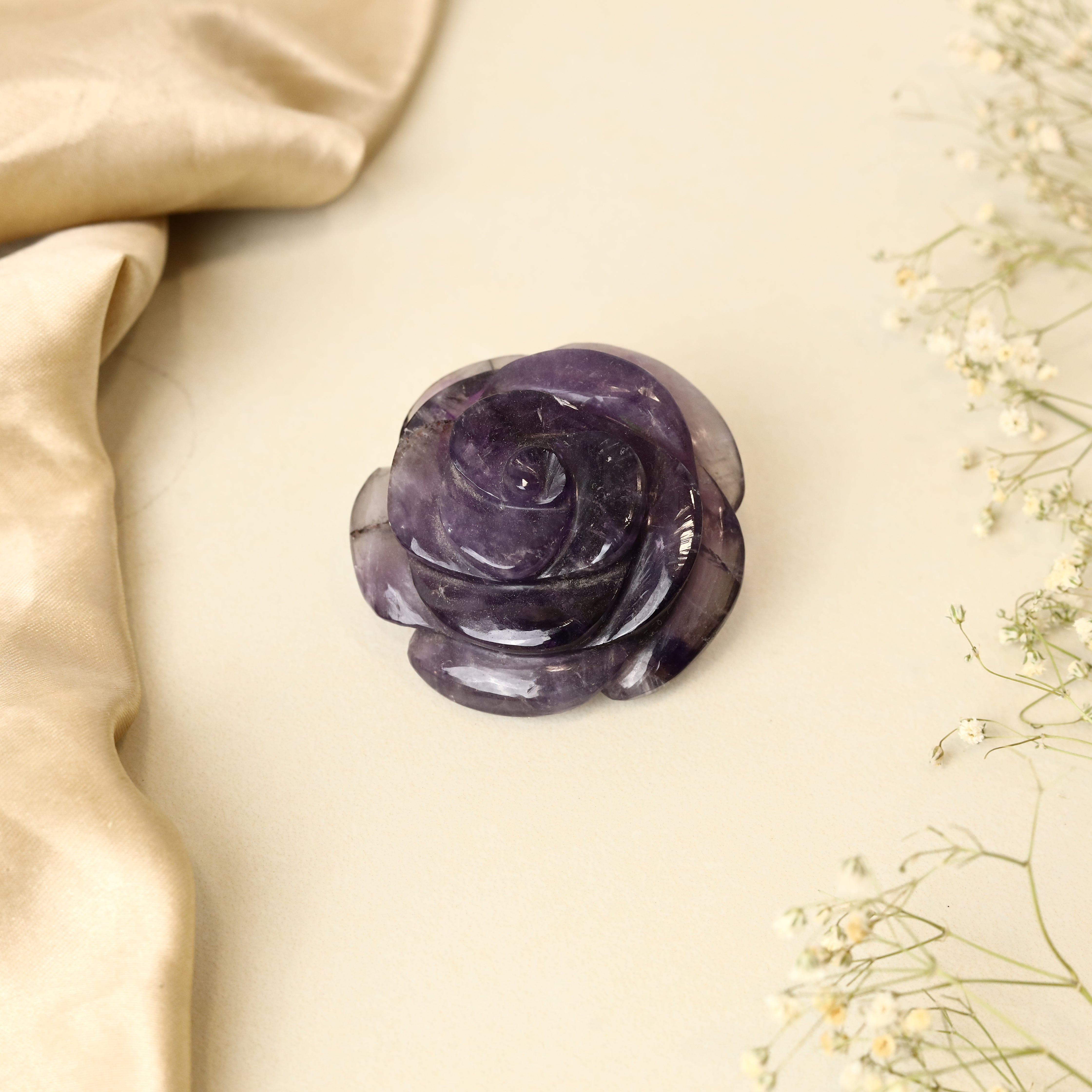 Amethyst Rose Carving 87g
