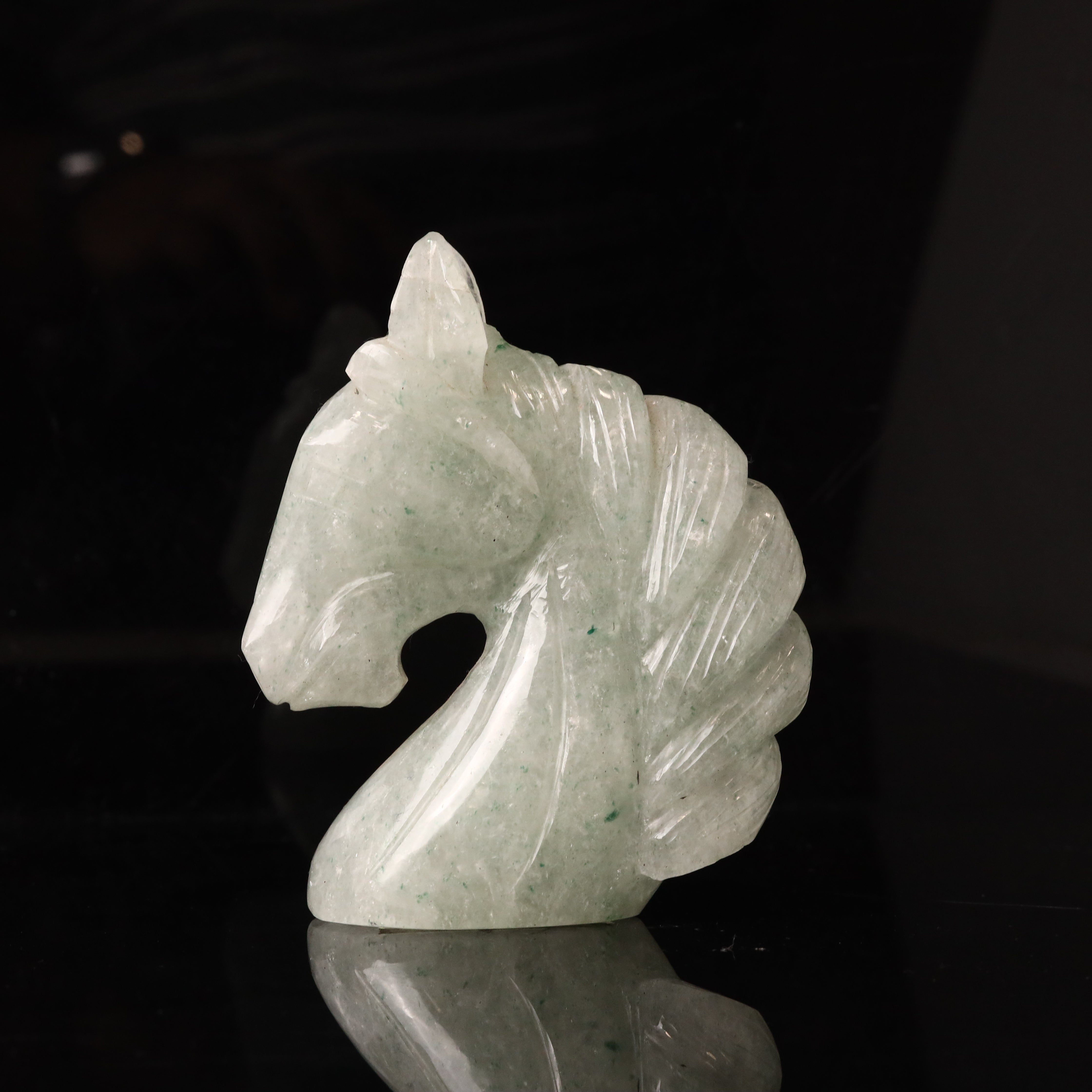 Natural Green Aventurine Horse Hand Carved Sculpture Figurine 244g