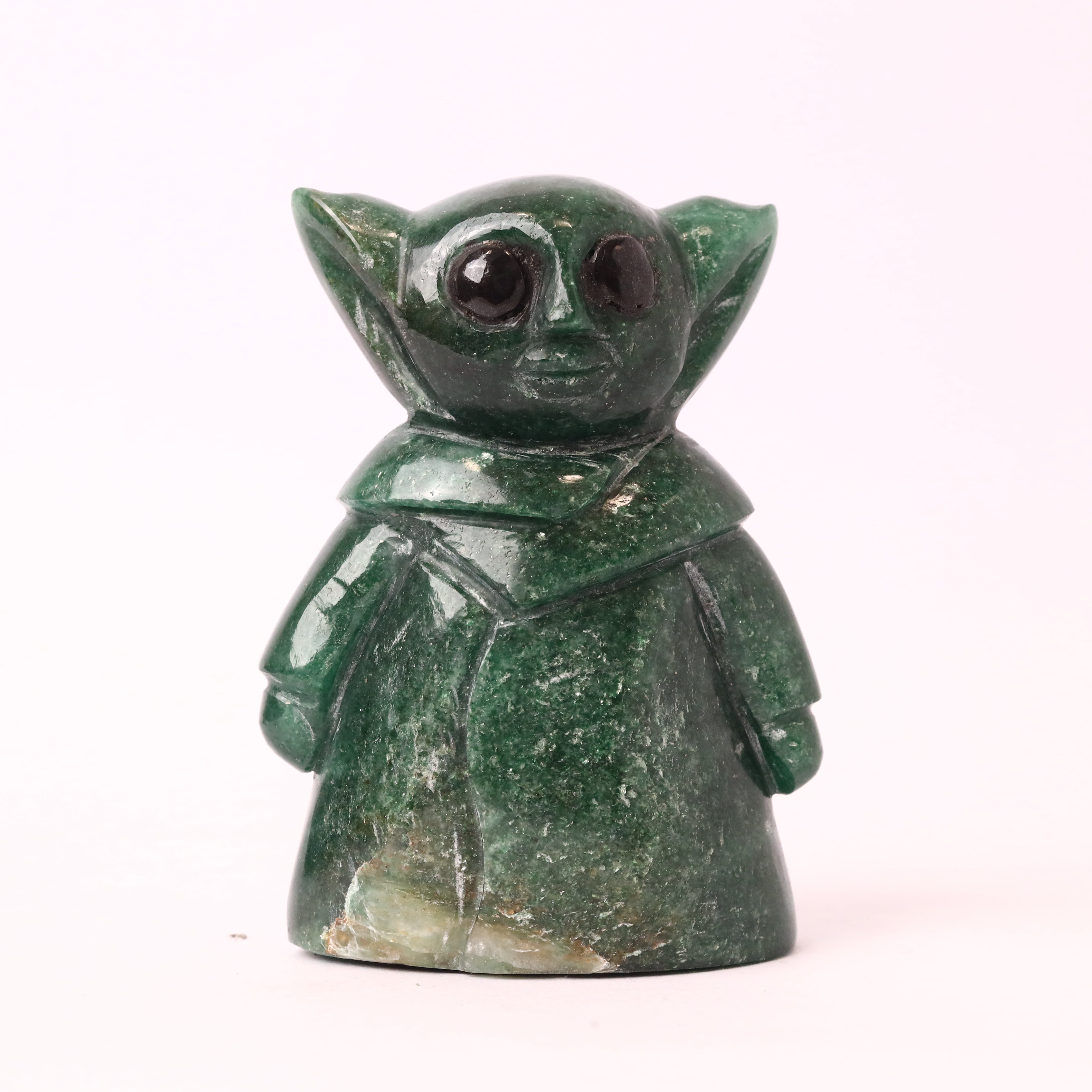 Natural Green Aventurine Baby Yoda Hand Carved Sculpture Figurine 416g
