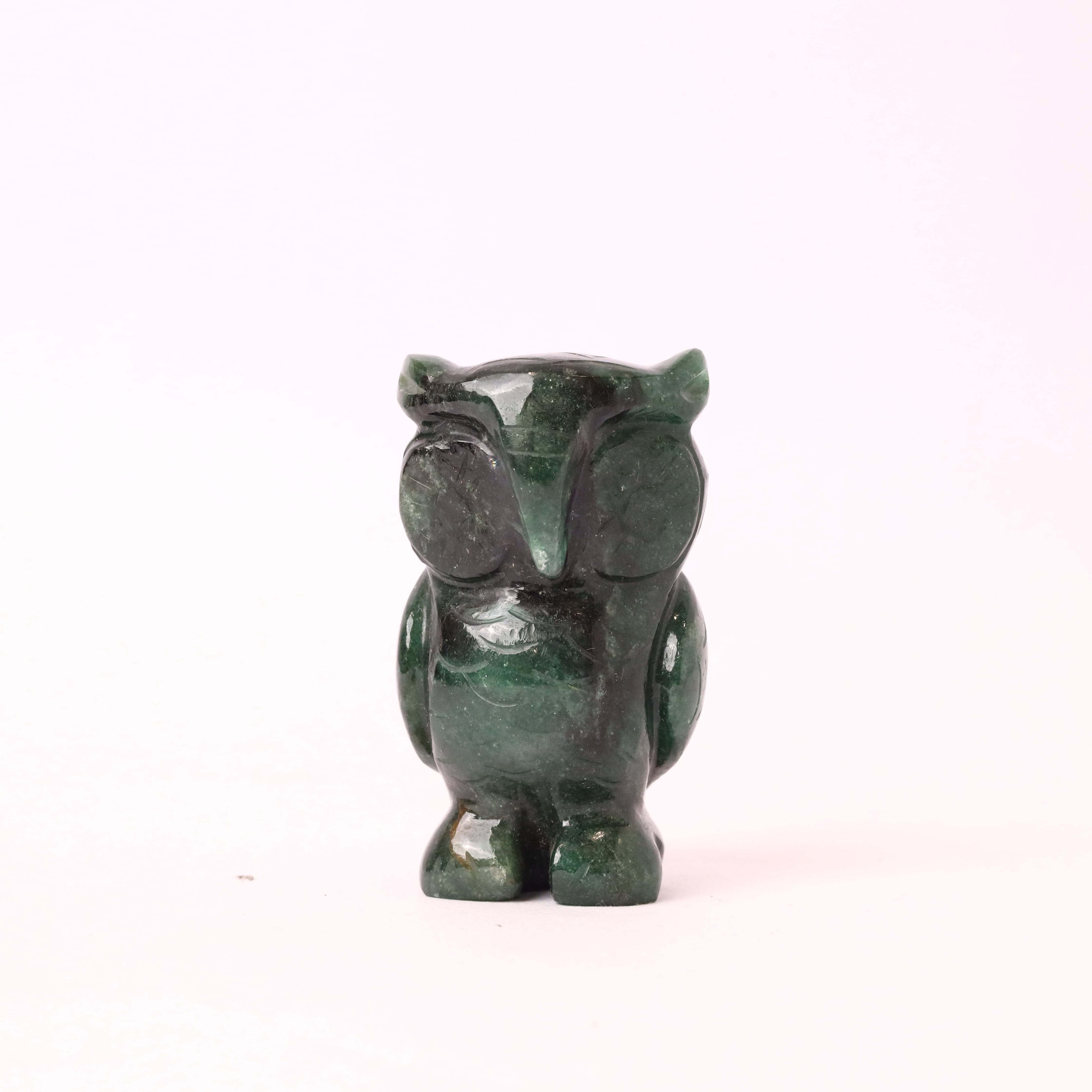 Natural Green Aventurine Owl Hand Carved Sculpture Figurine