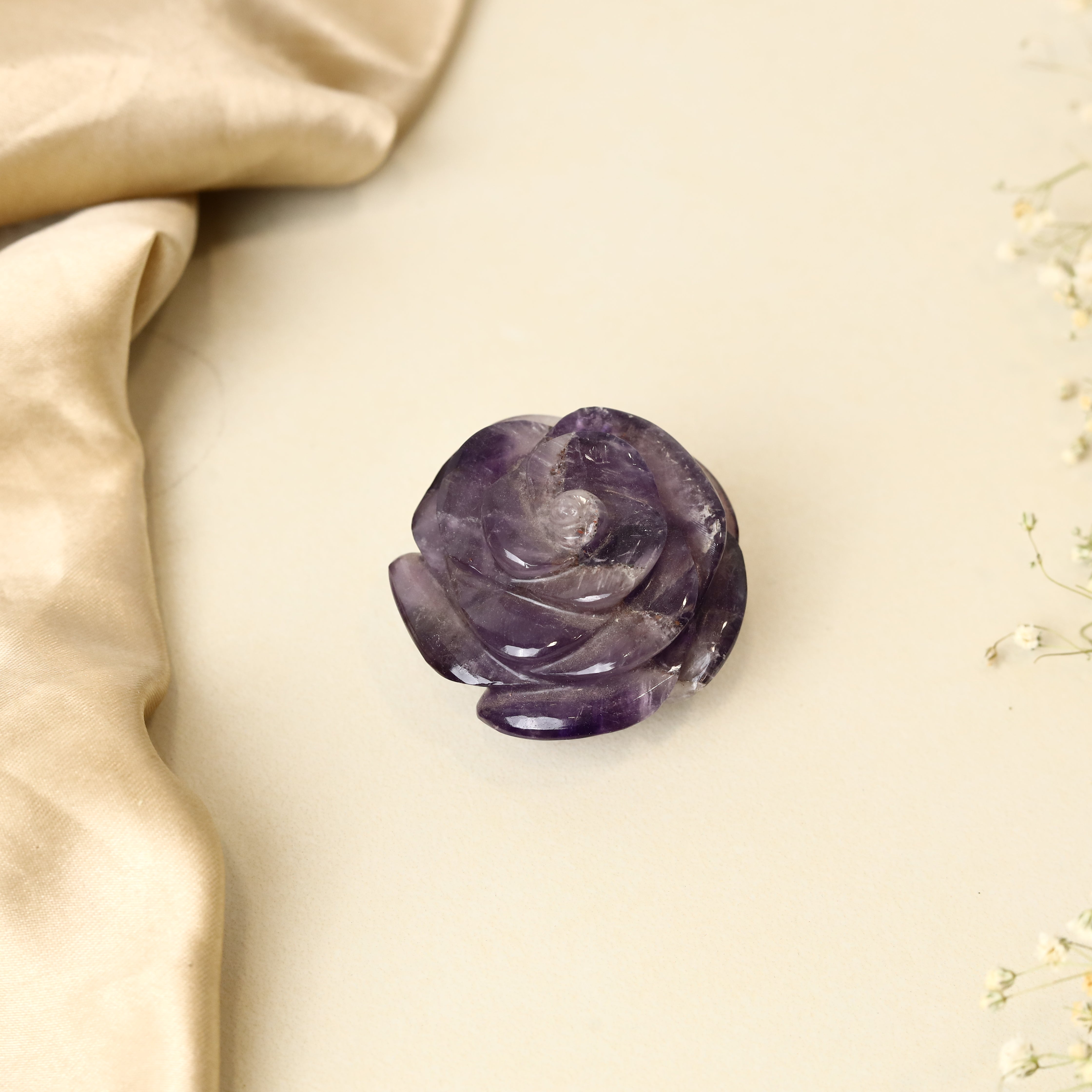 Amethyst Rose Carving 68g