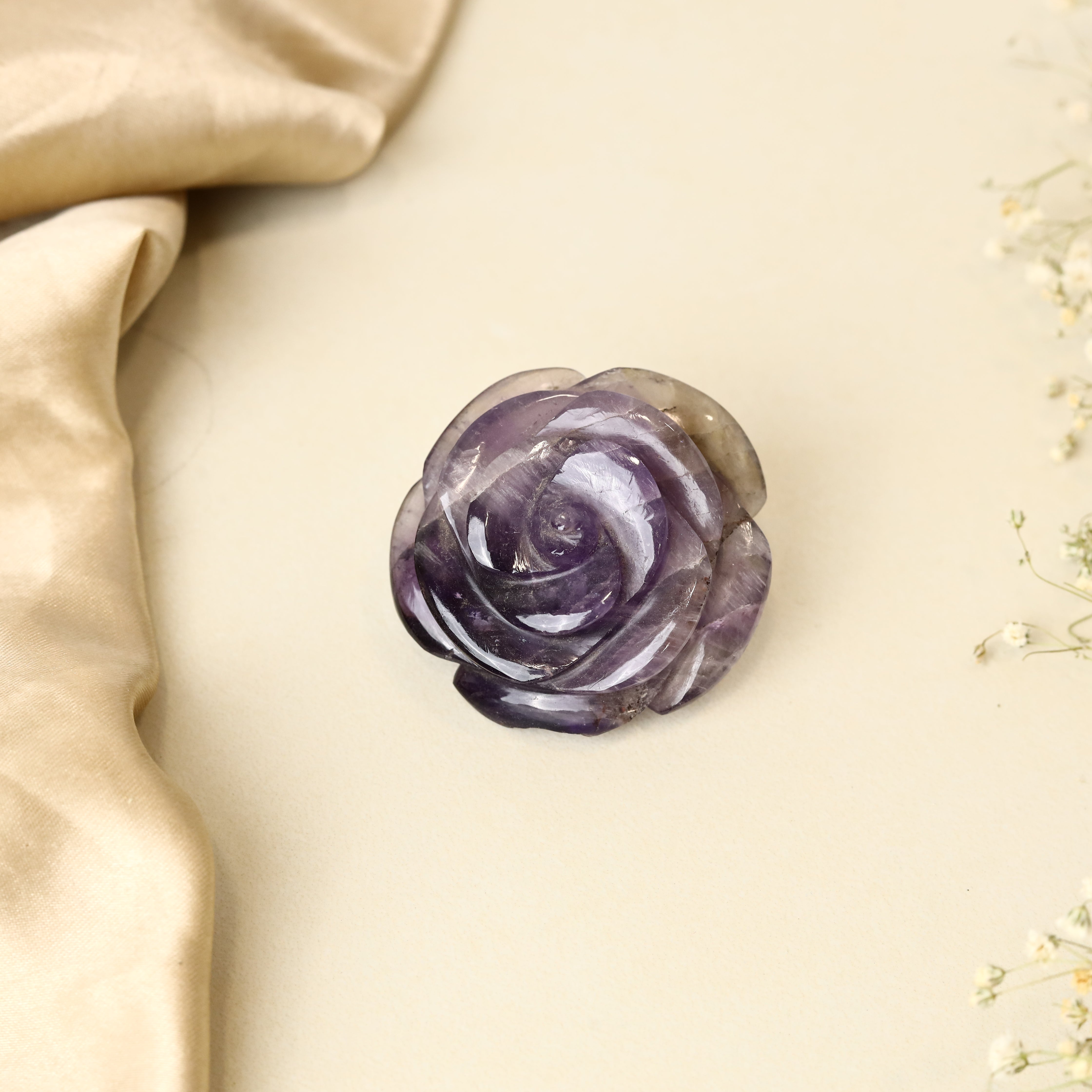 Amethyst Rose Carving 72g