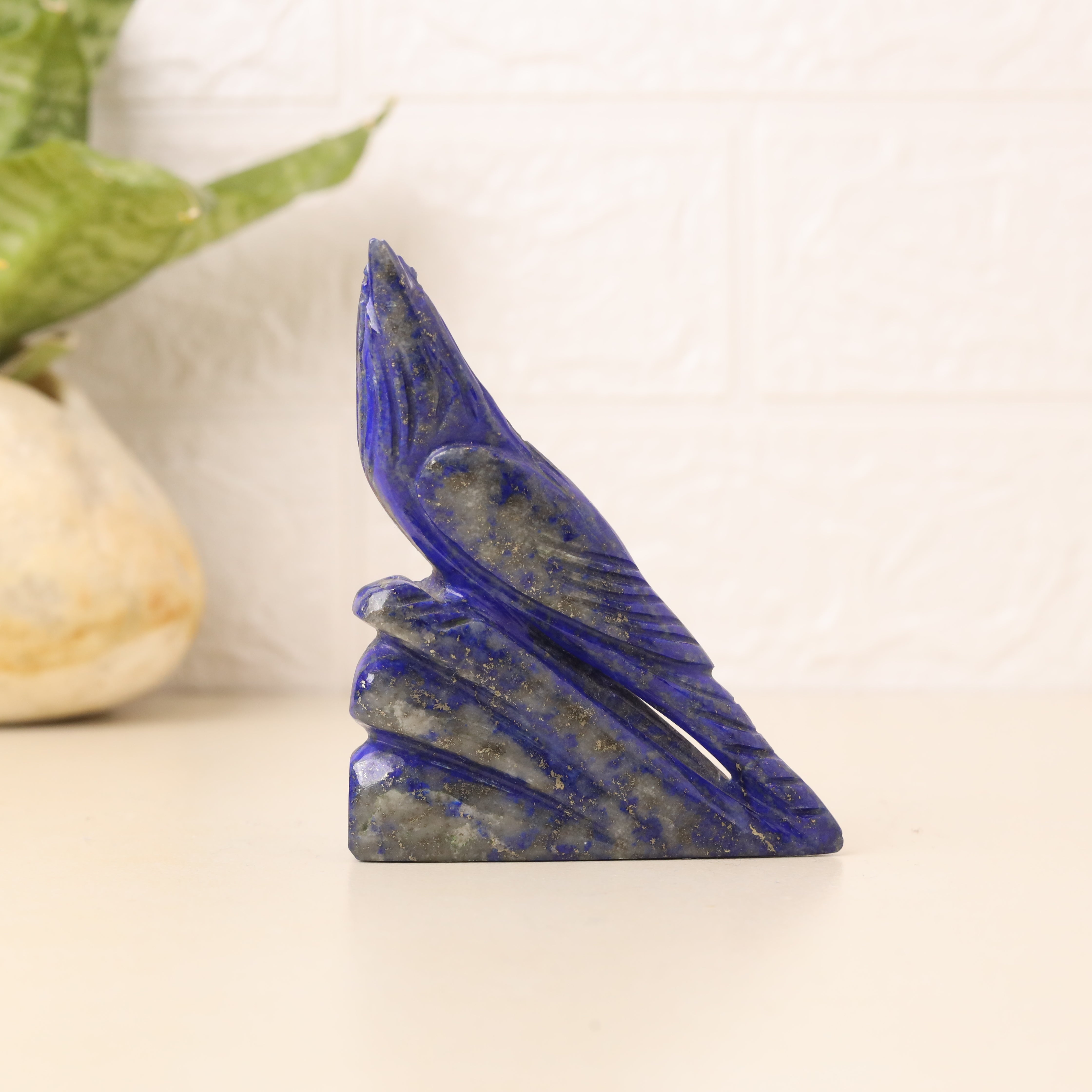 Natural Lapis Lazuli Sparrow Hand Carved Sculpture Figurine