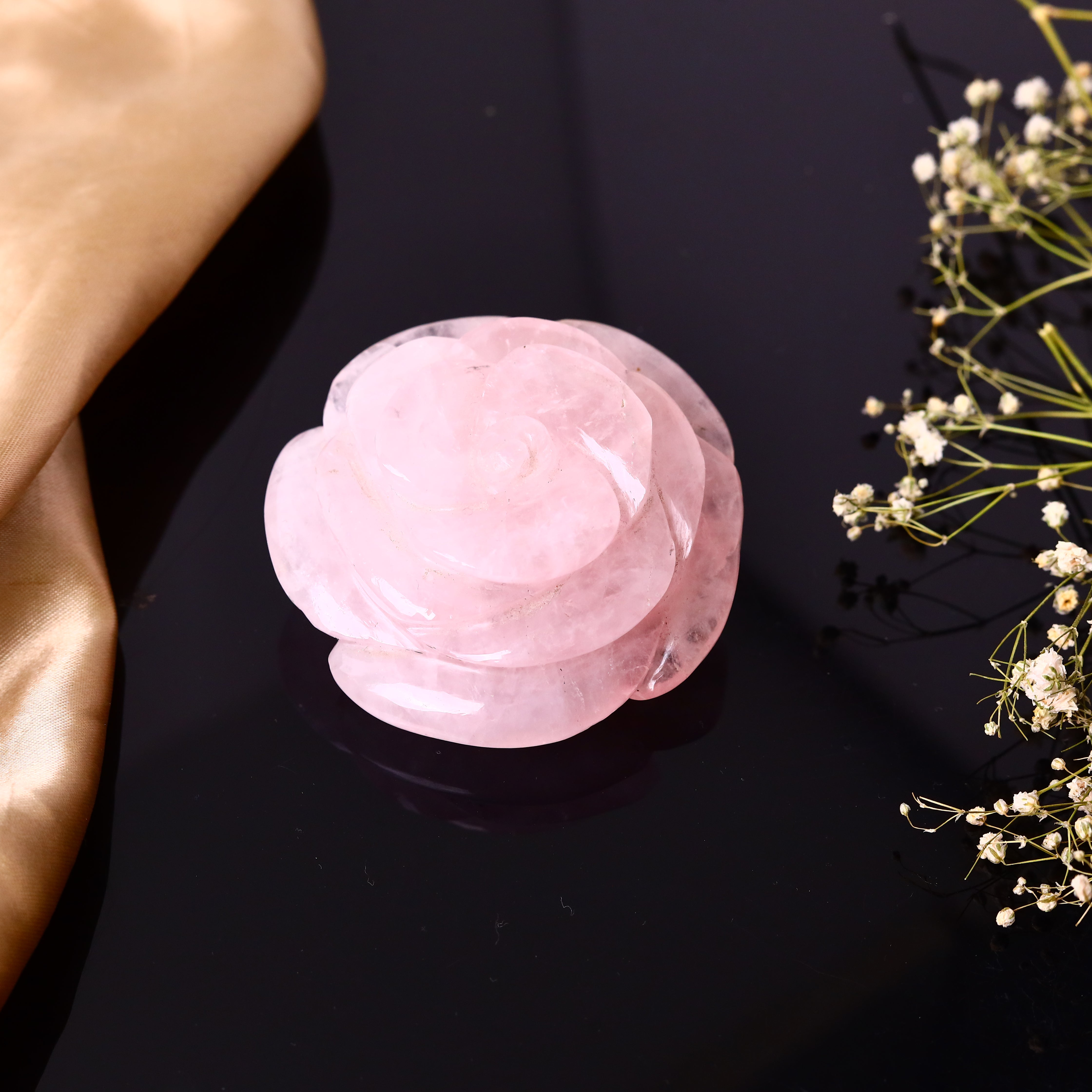 Rose Quartz Rose Carving 161g