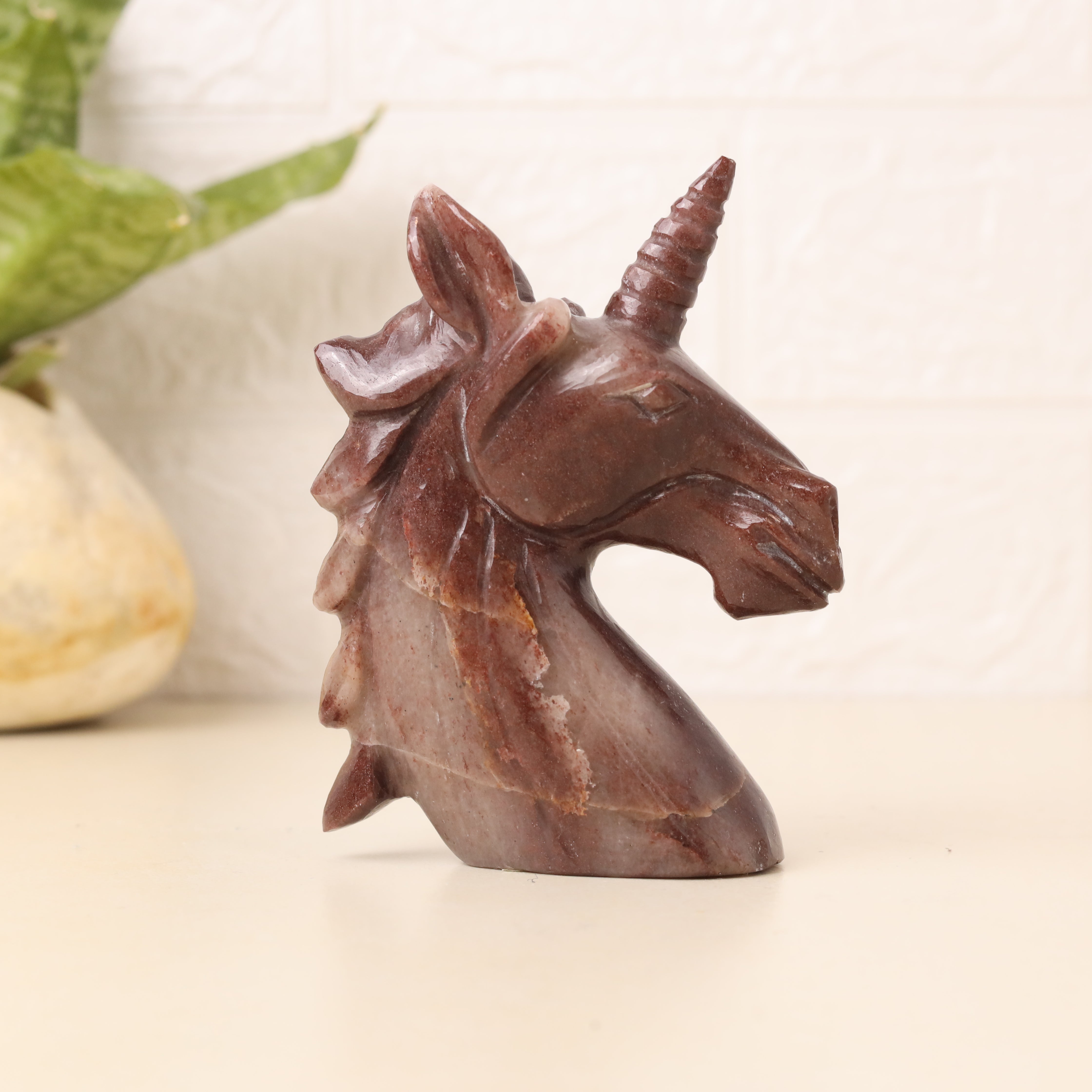 Natural Red Jasper Unicorn Hand Carved Sculpture Figurine 277g