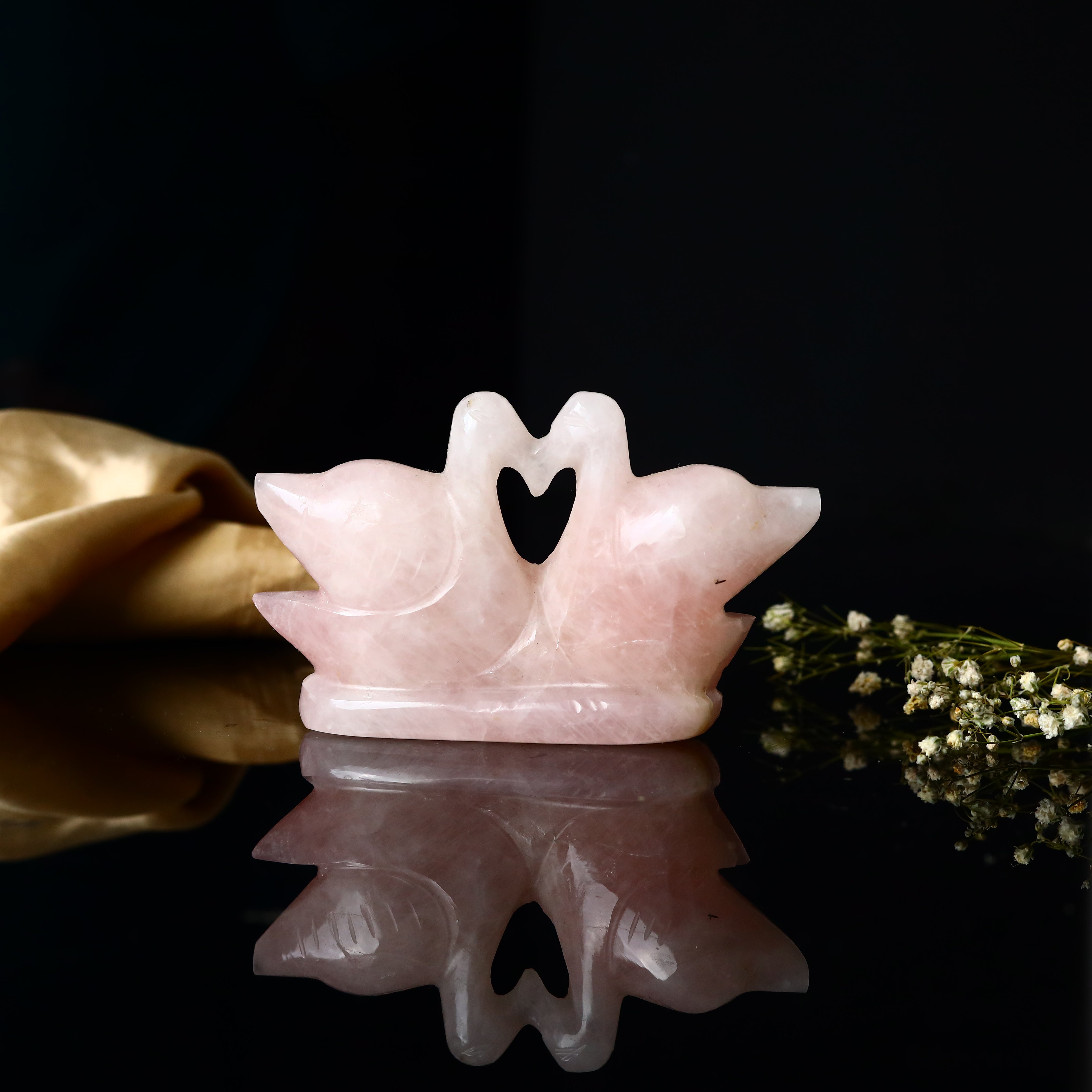 Rose Quartz Mandrin Ducks- Joint 146g