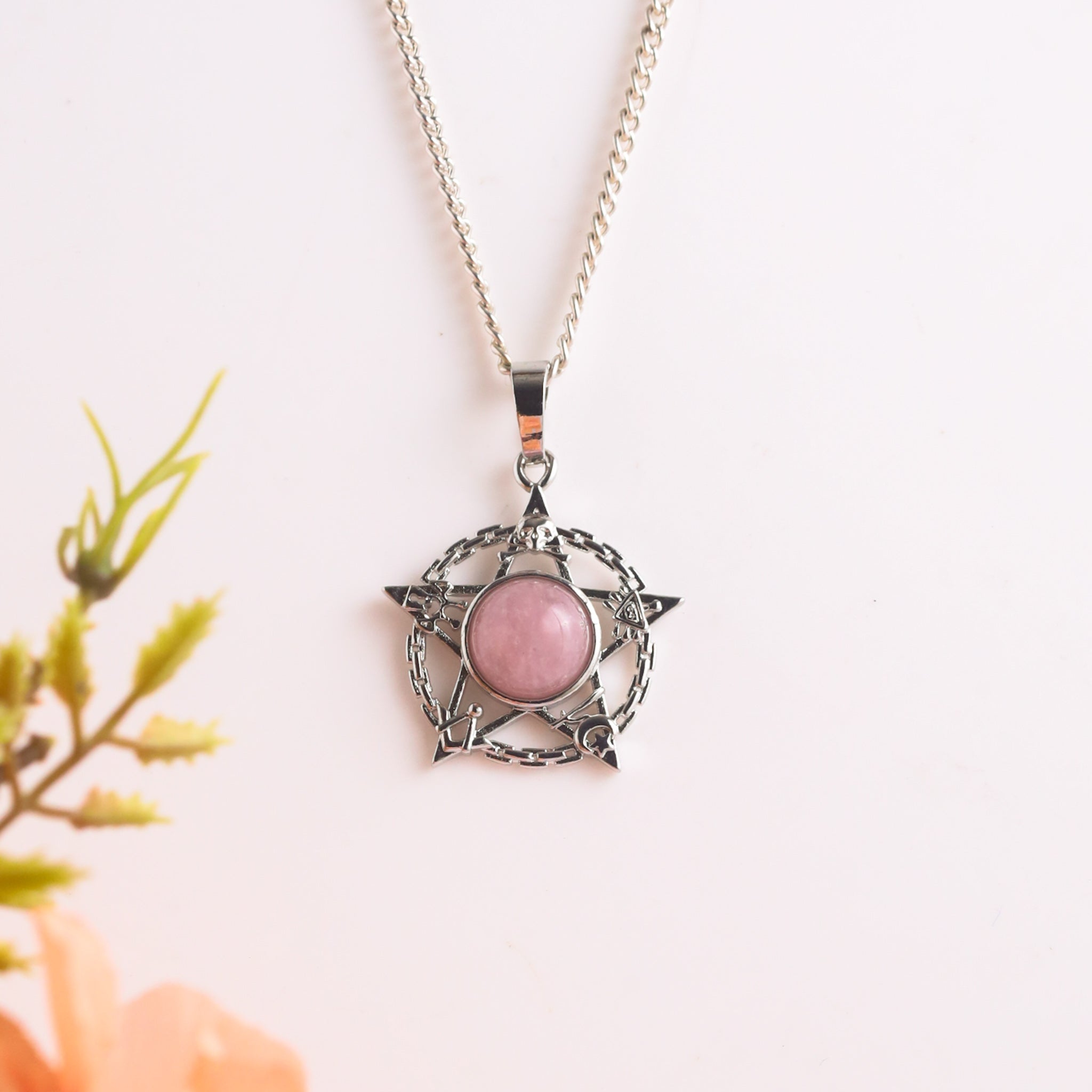 Star Shape Pendant With Natural Crystals