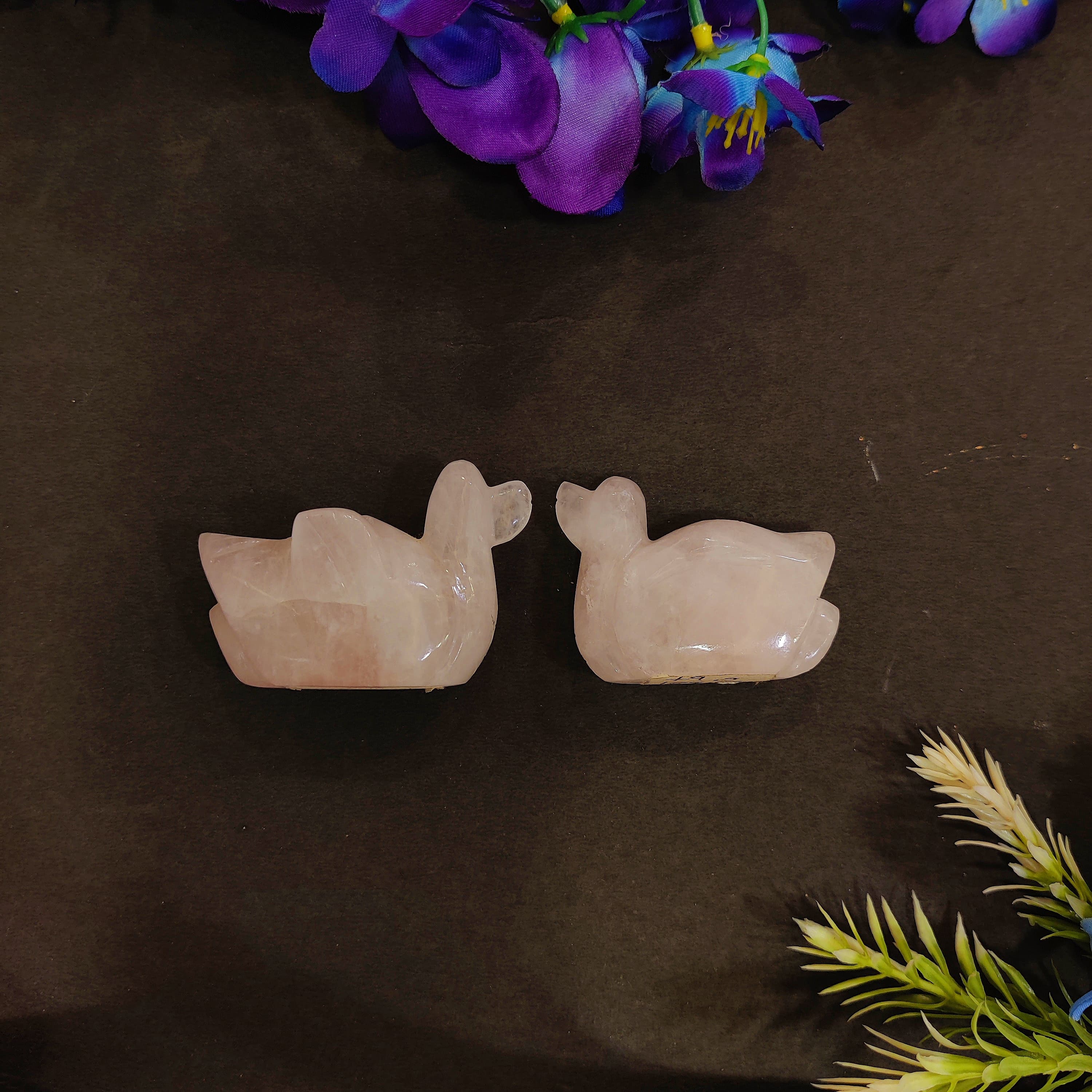 Rose Quartz Duck Pair Set | 1