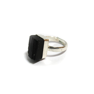 Natural Black Tourmaline Ring Worn on Hand – Protection Crystal Ring | Bellarosa Gems