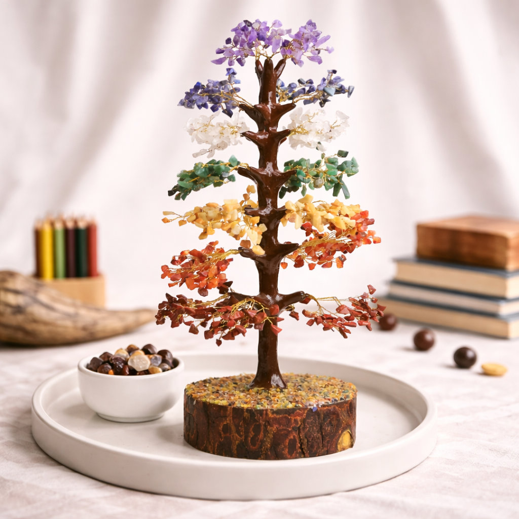 Natural 7 Chakra Crystal Tree – Handcrafted Energy Tree | Bellarosa Gems Surat