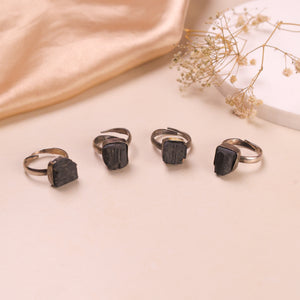 Natural Black Tourmaline Adjustable Ring TGL Certified – Bellarosa Gems Surat