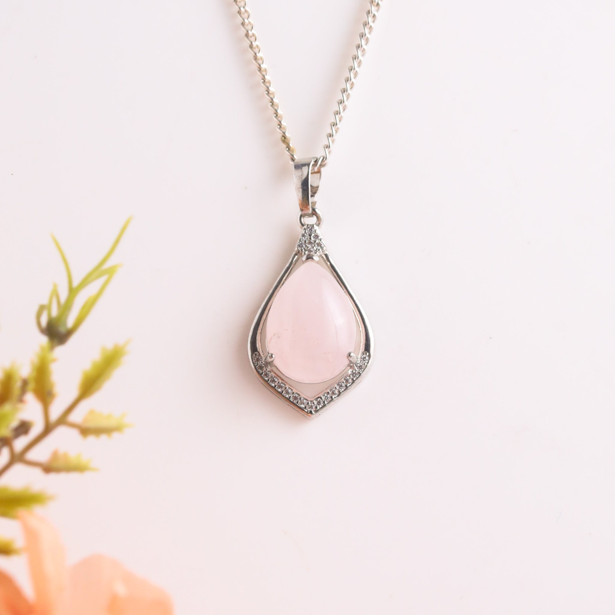Natural Rose Quartz Pear Shape Pendant – Love Stone Jewellery