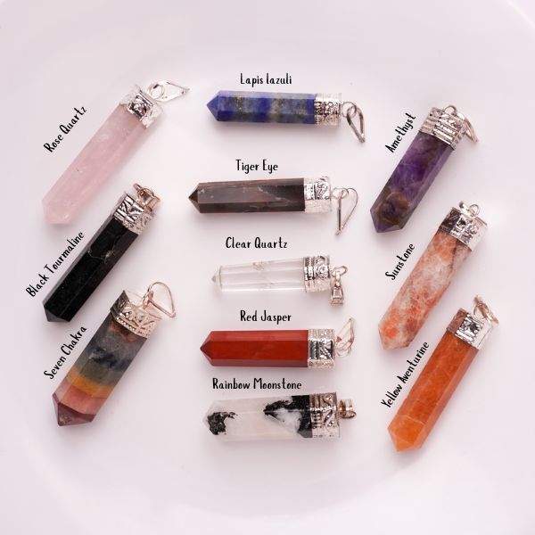 Natural Pencil Pendant – Multi Crystal Varieties | Bellarosa Gems Surat