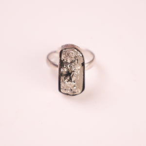 Natural Pyrite Adjustable Ring Set – TGL Certified Crystal Rings | Bellarosa Gems