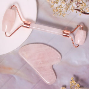Natural Rose Quartz Gua Sha โ Crystal Face Massage Tool