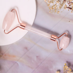 Natural Rose Quartz Roller & Gua Sha Combo โ Crystal Beauty Set