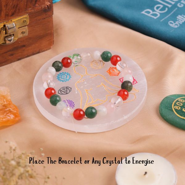Natural Selenite Chakra Round Plate Second View – White Crystal Plate