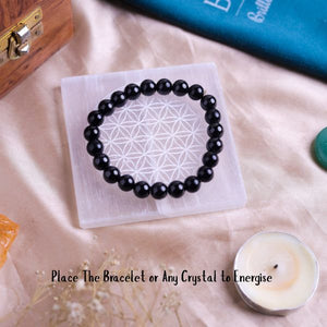 Natural Selenite Multi Crystal Plate Top View – Colourful Energy Plate