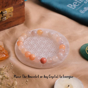 Natural Selenite Multi Crystal Round Plate Second View – Energy Plate