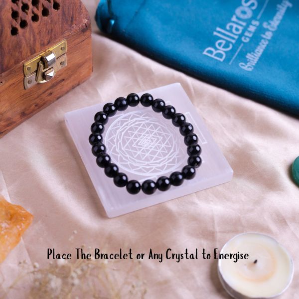 Natural Selenite Plate Top View – White Crystal Energy Plate