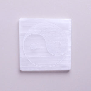 Natural Selenite Yin Yang Plate Styled Shot – Crystal Recharging Tool