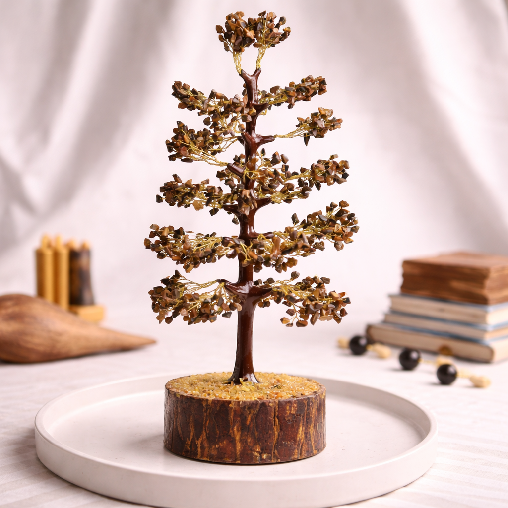 Natural Tiger Eye Crystal Tree – Handcrafted Confidence Stone Tree | Bellarosa Gems Surat