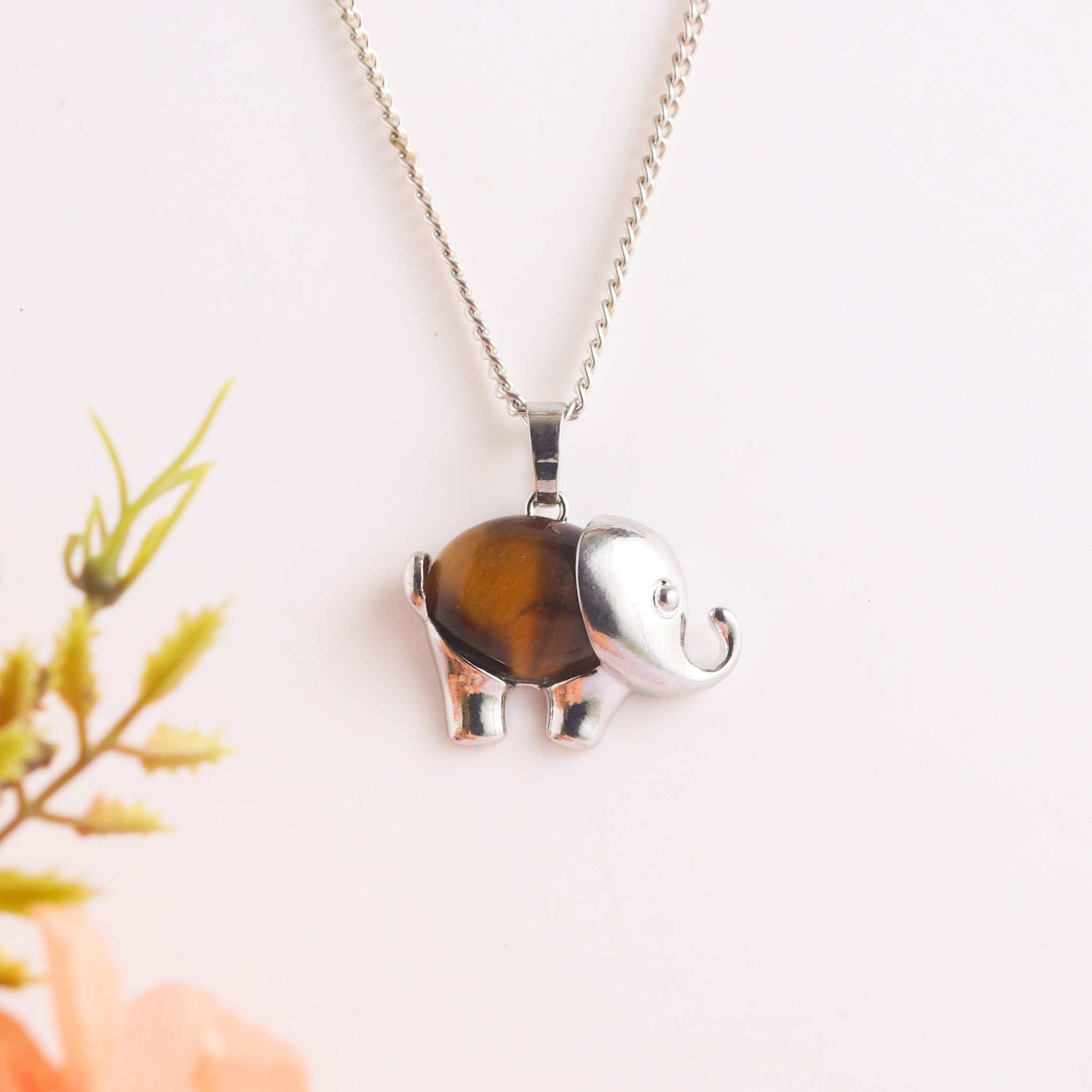 Natural Tiger Eye Elephant Pendant Second View – Certified