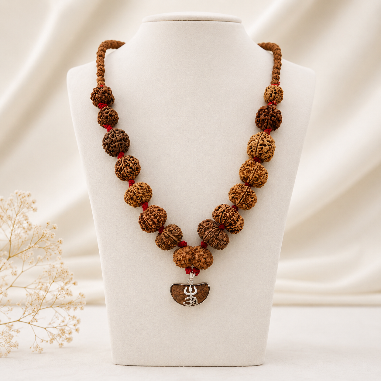 Natural Shree Siddha Mala Rudraksha | 925 Sterling Silver | Nepali | Certified