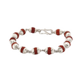 Natural 5 Mukhi Rudraksha Bracelet (925 Silver) (Indonesia)