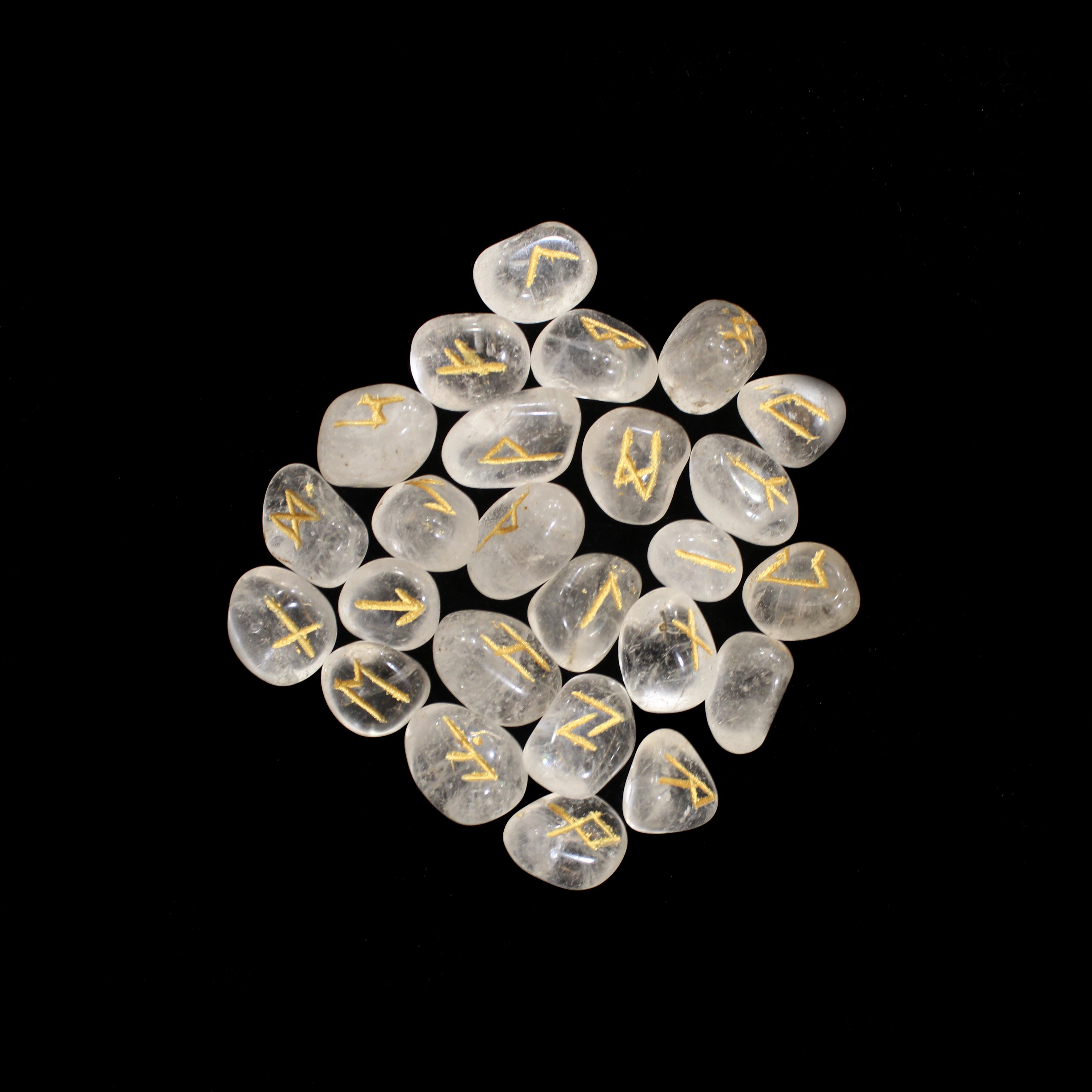 Natural Clear Quartz Runes Set