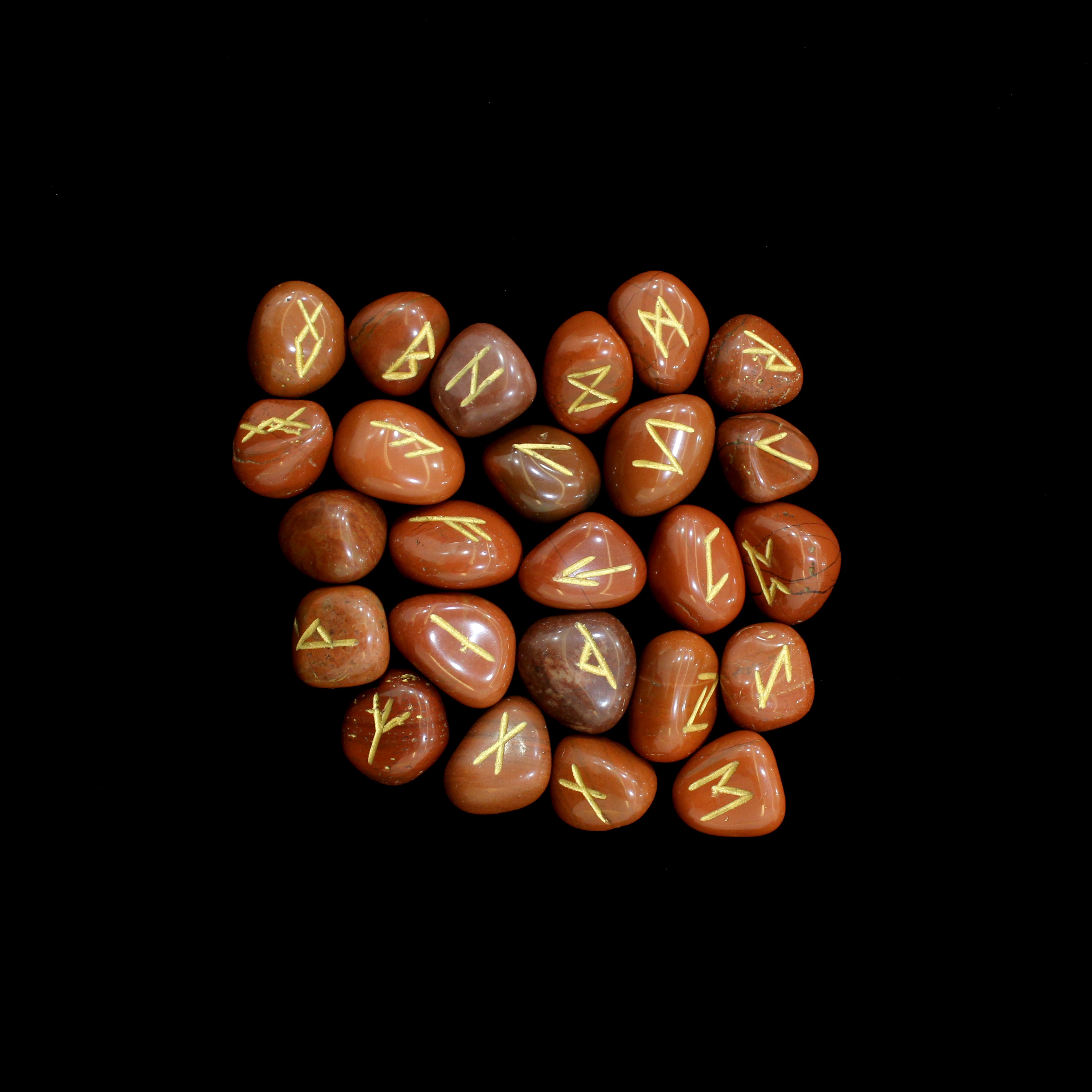 Natural Red Jasper Runes Set