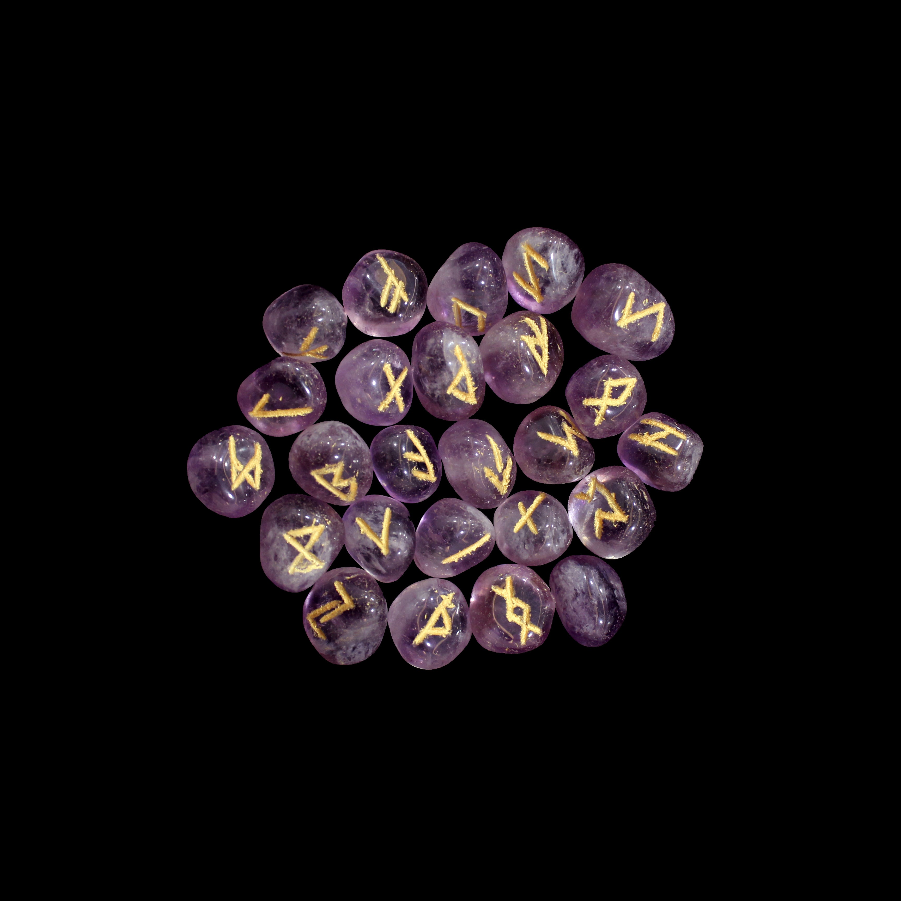 Natural Amethyst Runes Set