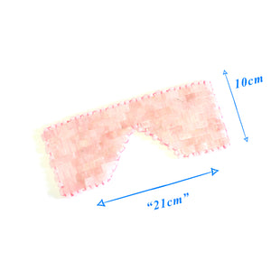 Natural Rose Quartz Eye Mask Worn View โ Crystal Sleep Therapy