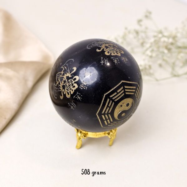 NATURAL BLACK OBSIDIAN SPHERE